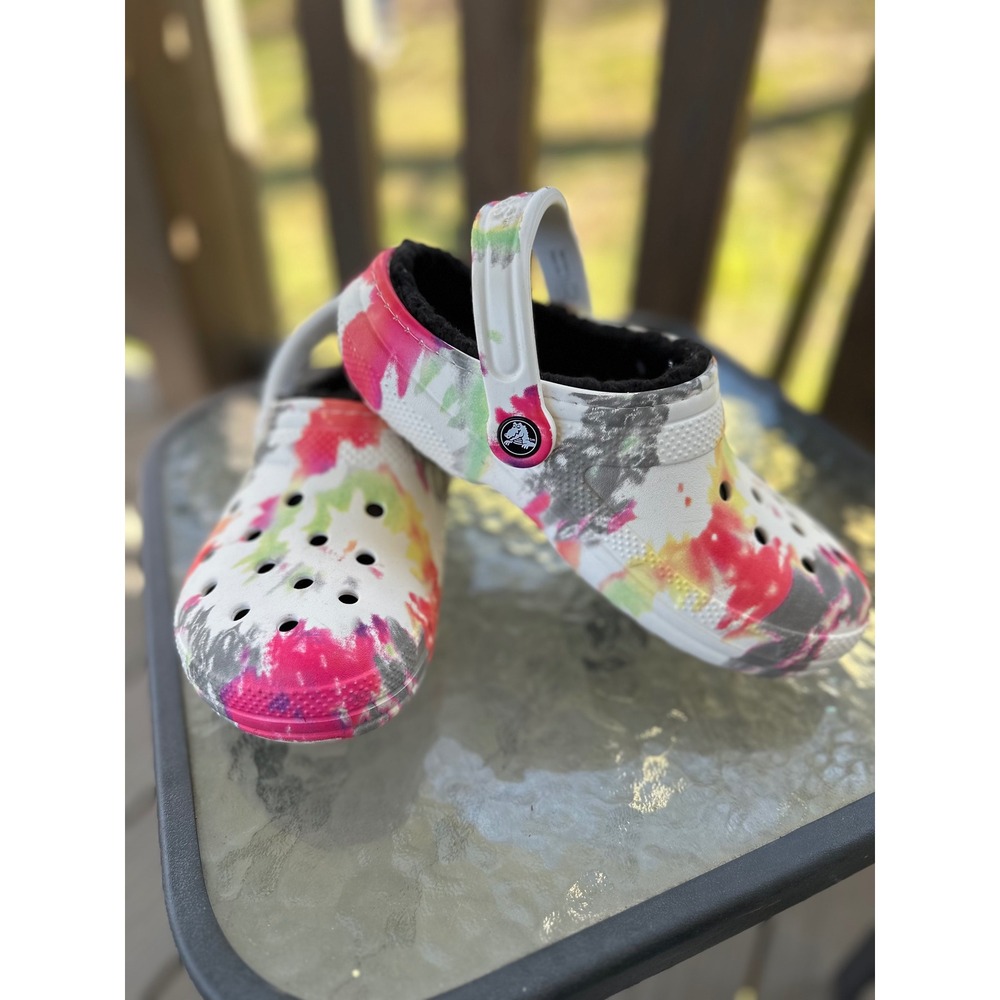 Crocs‎ Lined Clog Tie Dye Fuzzy Warm Slip On Shoes Comfy Casual Women's 6 Men 4